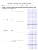 Translations On Parent Functions Review Worksheet