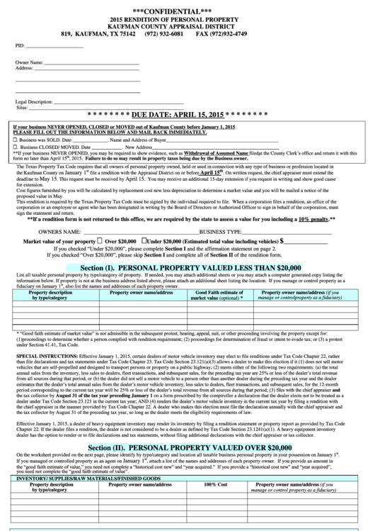 Confidential Rendition Of Personal Property Kaufman County Appraisal