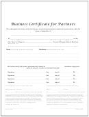 Business Certificate For Partners Template