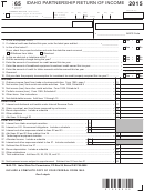 Form 65 - Partnership Return Of Income/form Id K-1 - Partner's, Shareholder's, Or Beneficiary's Share Of Idaho Adjustments, Credits, Etc. - 2015