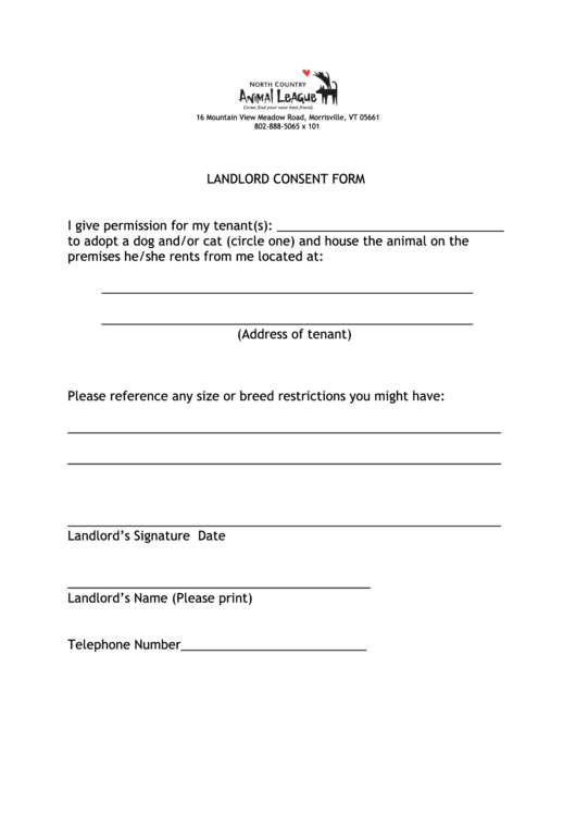 Landlord Consent Form Printable Pdf Download