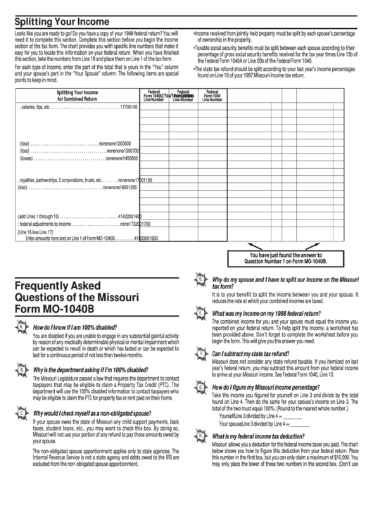 Form Mo-1040b - Missouri Itemized Deductions Printable pdf
