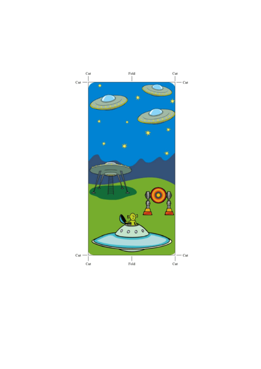 Scifi Bookmark Flying Saucers Printable pdf