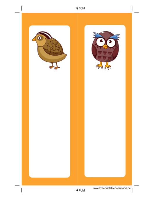 Partridge Owl Orange Bookmark Printable pdf