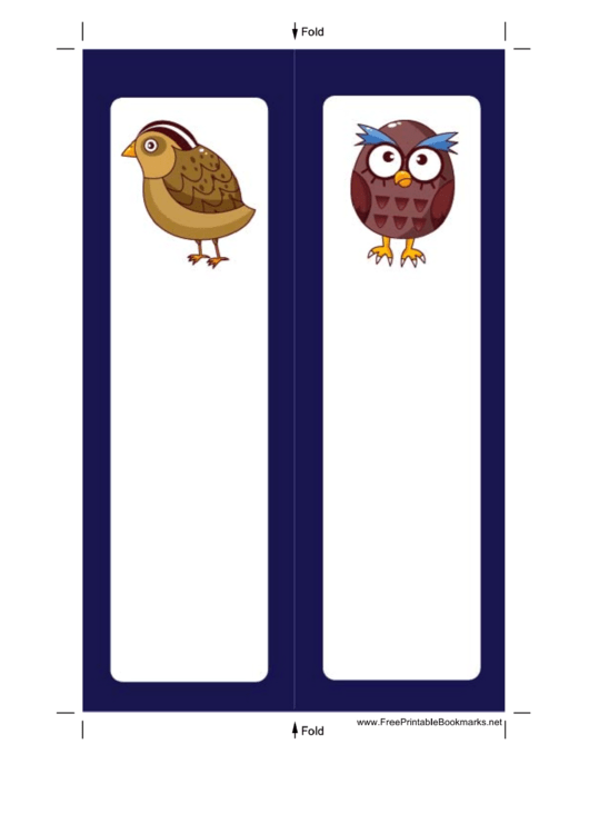 Partridge Owl Blue Bookmark Printable pdf