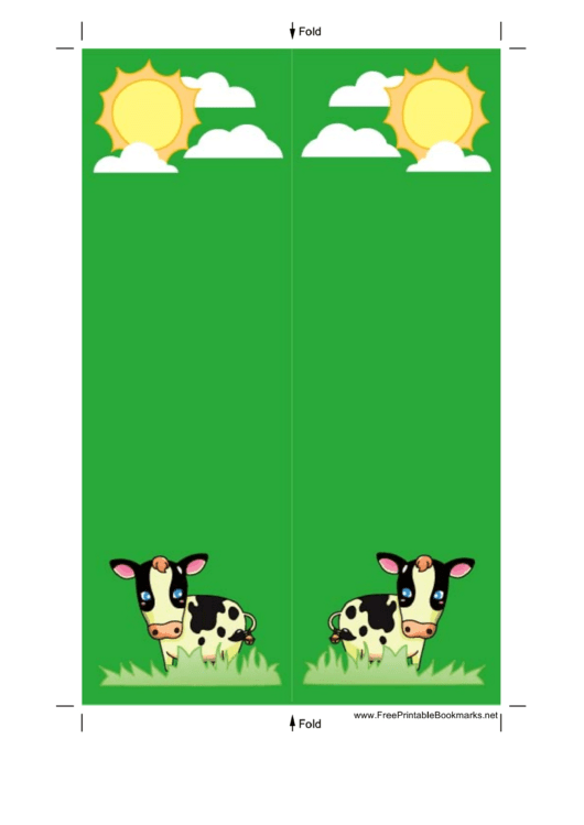 Cows Green Bookmark Printable pdf