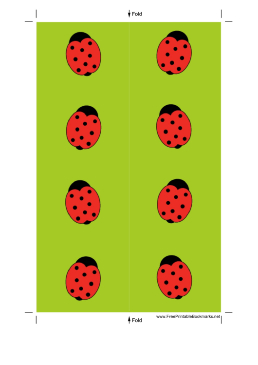 Light Green Ladybugs Bookmark Printable pdf