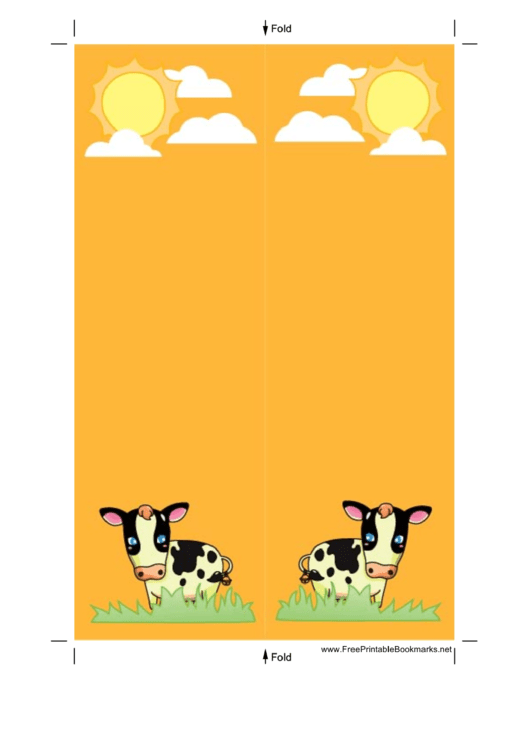 Cows Orange Bookmark Printable pdf