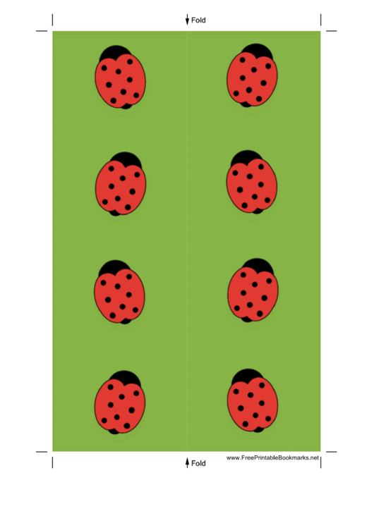 Green Ladybugs Bookmark Printable pdf