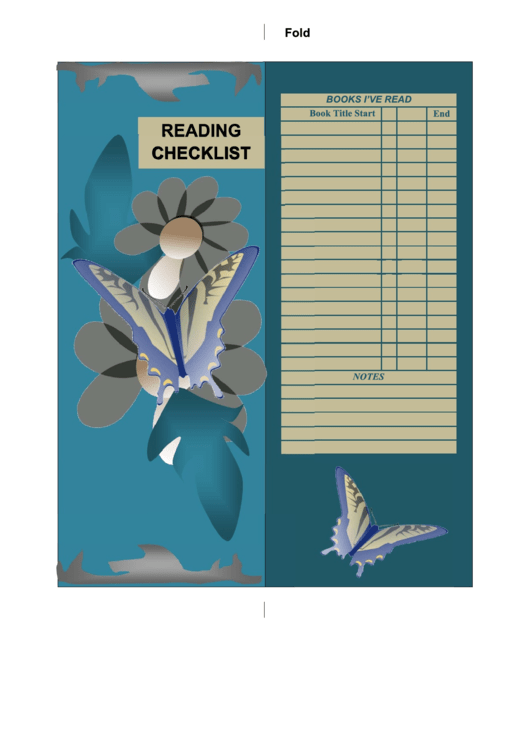 Butterflies And Flowers Reading Checklist