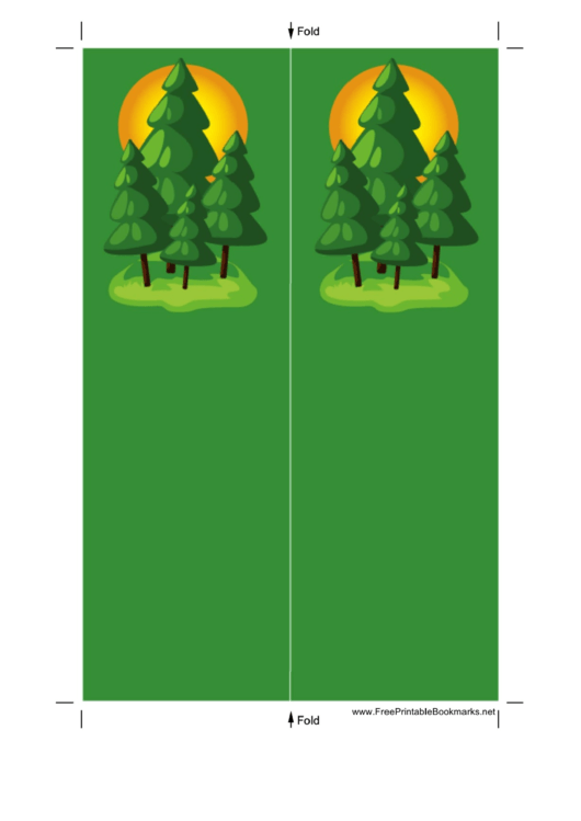 Pine Trees Green Bookmark Printable pdf