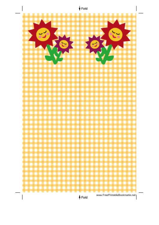 Flowers Yellow Gingham Bookmark Printable pdf
