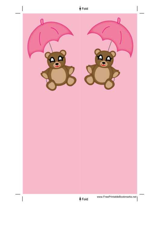 Teddy Bear Pink Umbrella Bookmark Printable pdf