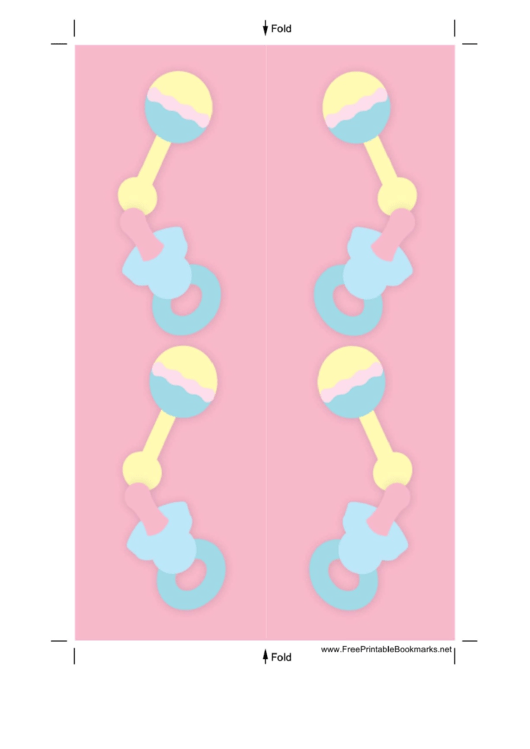 Pink Baby Rattles Bookmark Printable pdf