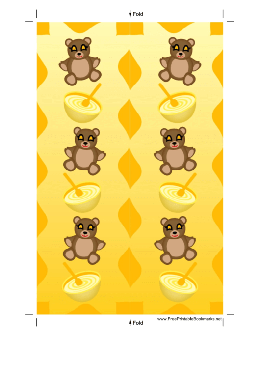 Teddy Bears Yellow Bookmark Printable pdf