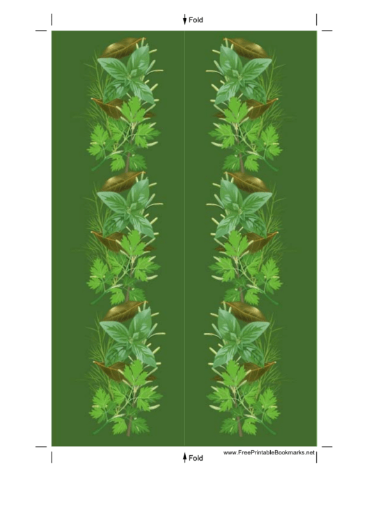 Green Herbs Bookmark Printable pdf
