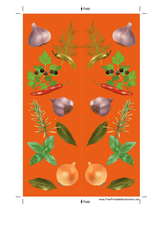 Herbs Orange Bookmark Printable pdf