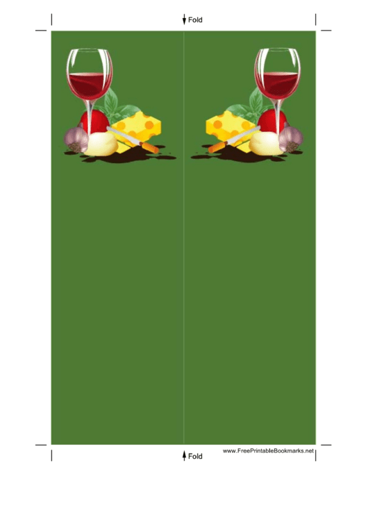 Green Wine Cheese Bookmark Printable pdf
