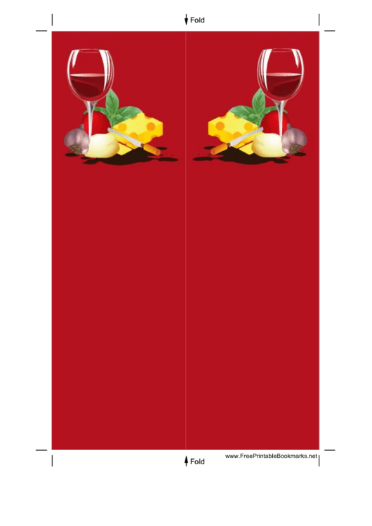 Red Wine Cheese Bookmark Printable pdf