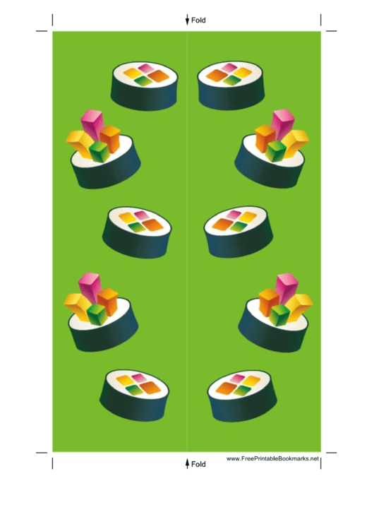 Green Sushi Bookmark Printable pdf