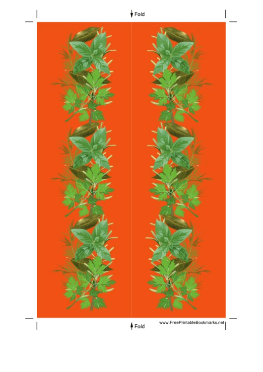 Orange Herbs Bookmark Printable pdf