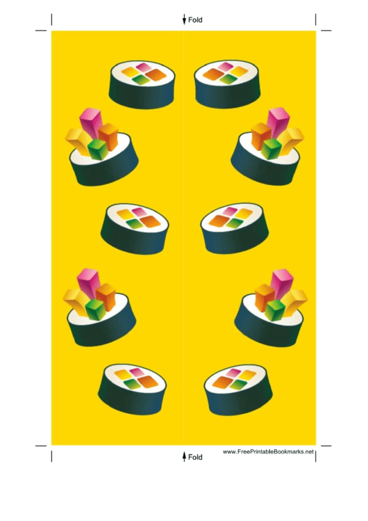 Yellow Sushi Bookmark Printable pdf