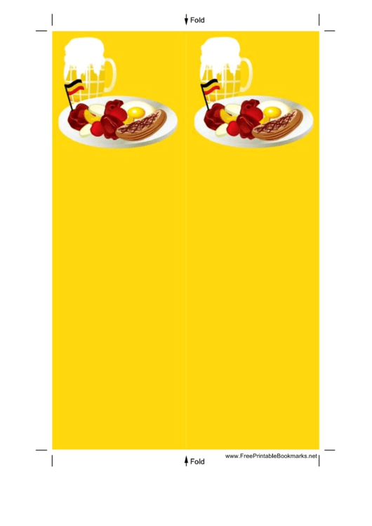 German Food Yellow Bookmark Printable pdf