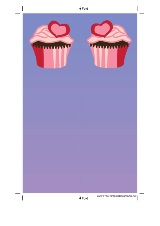 Pink Heart Cupcake Purple Bookmark Printable pdf