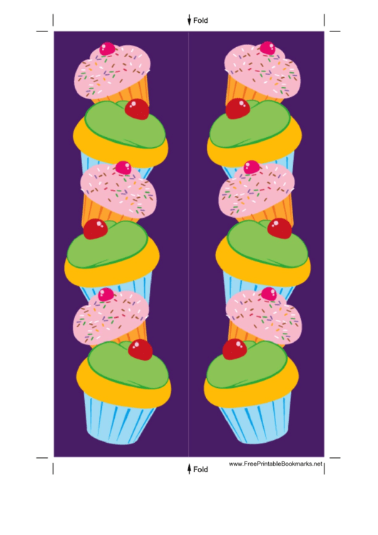 Cupcakes Purple Bookmark Printable pdf
