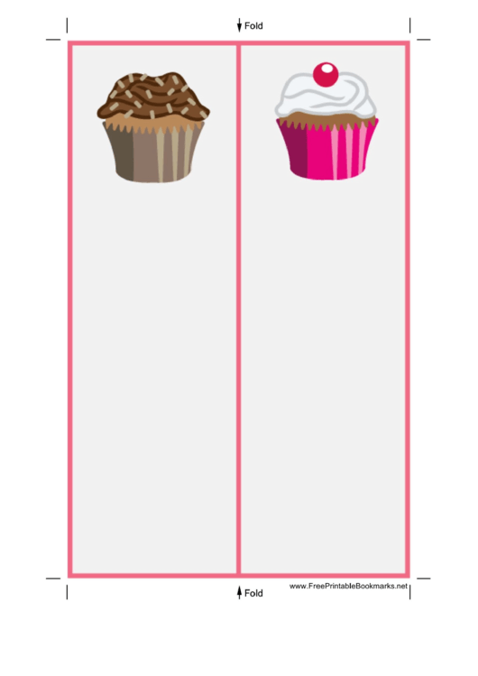 White Cupcakes Bookmark Printable pdf