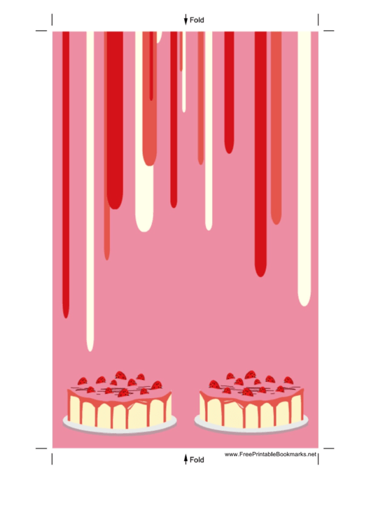Pink Strawberry Cake Bookmark Printable pdf