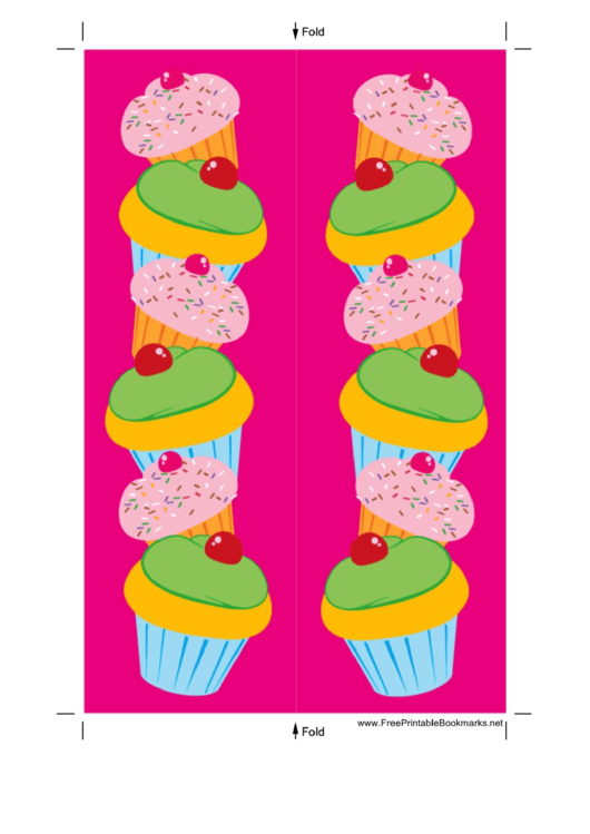 Cupcakes Pink Bookmark Printable pdf