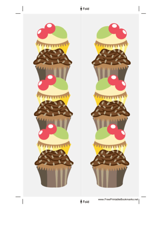 Cupcakes White Bookmark Printable pdf