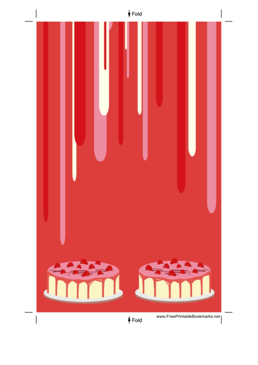 Red Strawberry Cake Bookmark Printable pdf