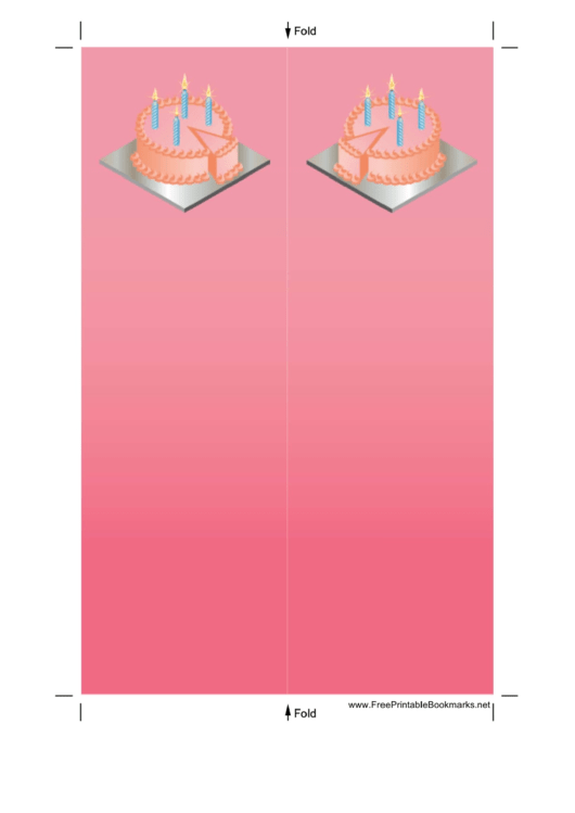Pink Birthday Cake Bookmark Printable pdf