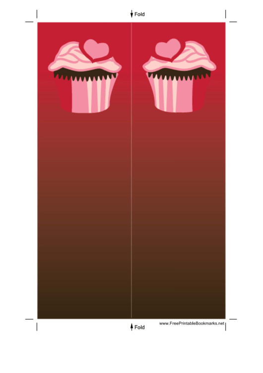 Pink Heart Cupcake Red Bookmark Printable pdf
