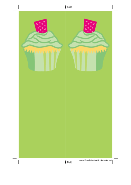 Green Cupcake Bookmark Printable pdf