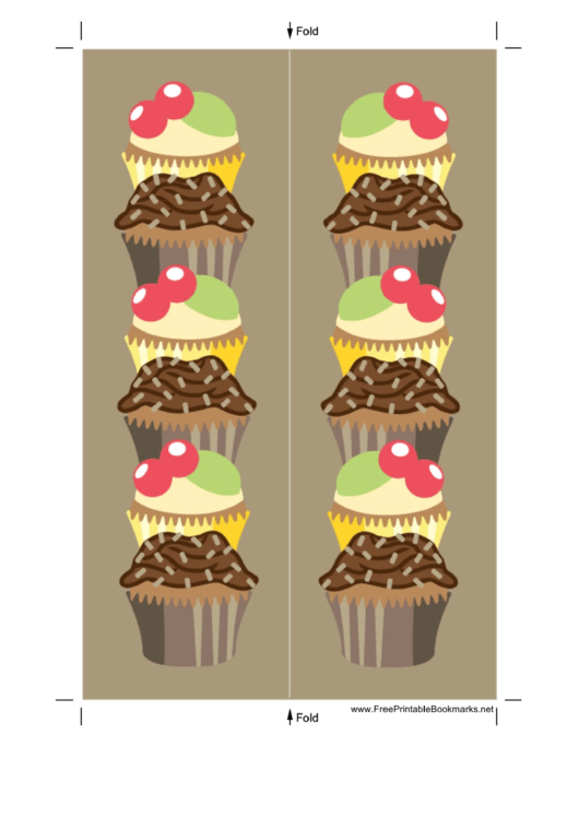 Cupcakes Brown Bookmark Printable pdf