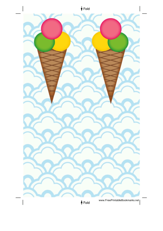 Ice Cream Cone Blue Bookmark Printable pdf