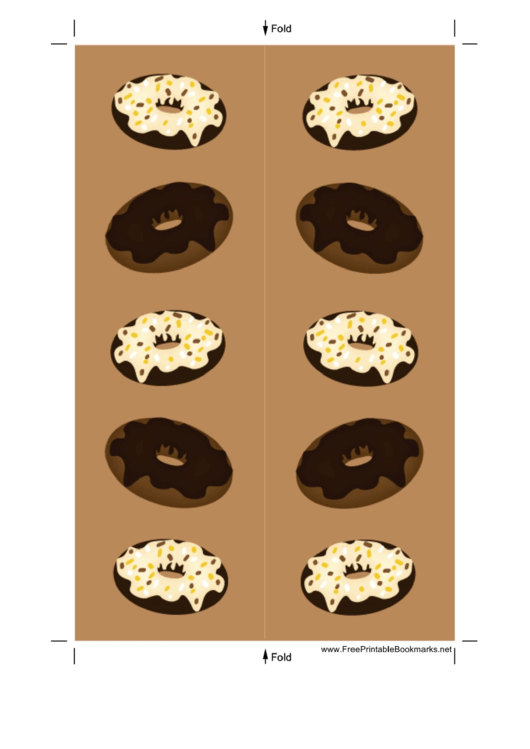 Frosted Doughnuts Brown Bookmark Printable pdf