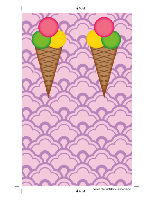 Ice Cream Cone Purple Bookmark Printable pdf