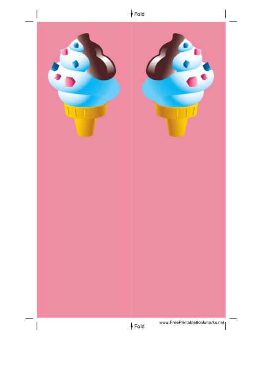Ice Cream Cone Pink Bookmark Printable pdf