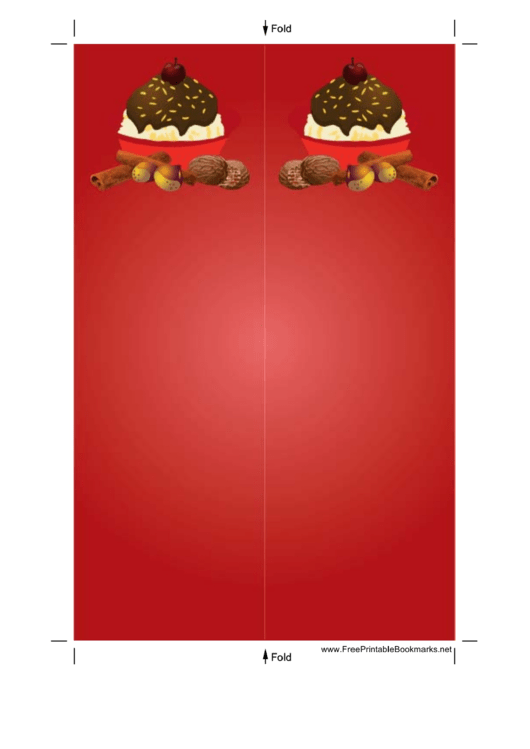 Chocolate Sundae Red Bookmark Printable pdf