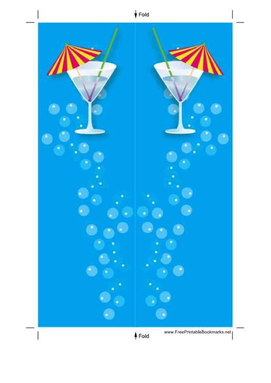 Blue Cocktail Umbrella Bookmark Printable pdf