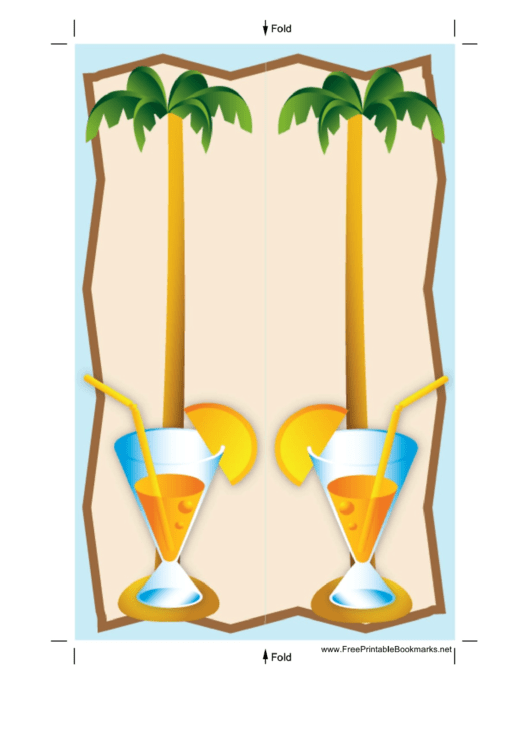 Palm Tree Drink Blue Bookmark Printable pdf