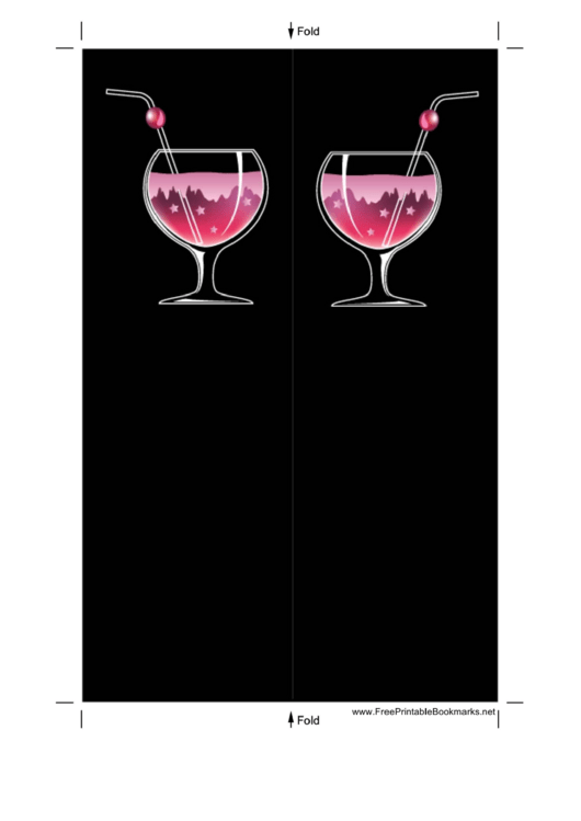 Pink Cocktail Black Bookmark Printable pdf