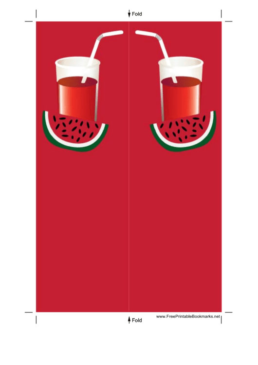 Watermelon Drink Bookmark Printable pdf
