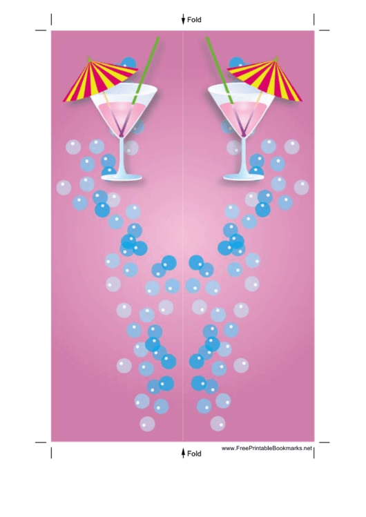 Pink Cocktail Bookmark Printable pdf