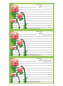 Green Flowers Recipe Card Template