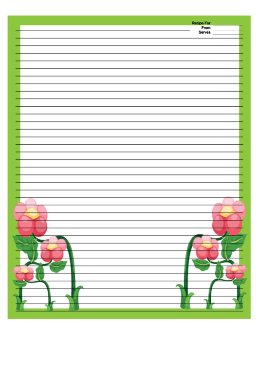 Green Flowers Recipe Card 8x10 Printable pdf